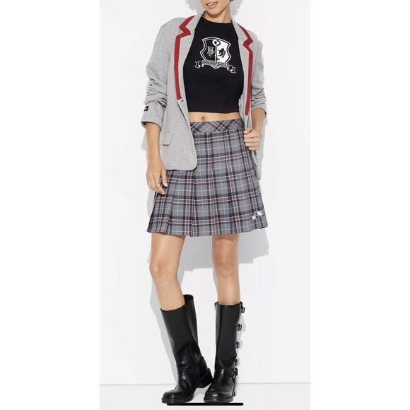 Beetlejuice Astrid Gray Plaid Uniform Skort Pleated Women L NWT - Picture 1 of 5